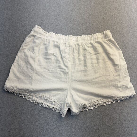 Time And Tru Shorts Womens XXXL White Linen Pull On Drawstring Crochet Lace READ - Picture 3 of 9